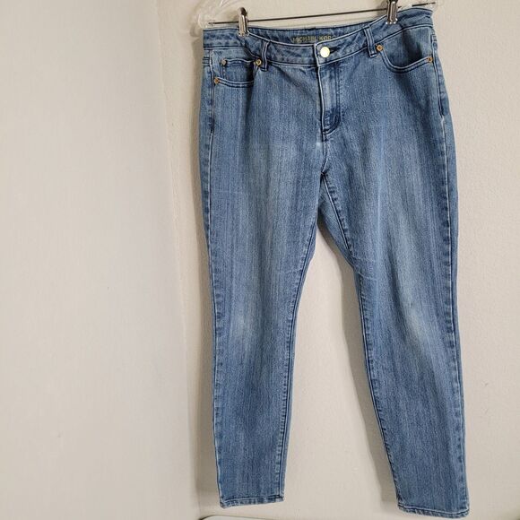 Michael Kors Size 10 Jeans Women Izzy Skinny denim button pockets zip - Picture 1 of 12
